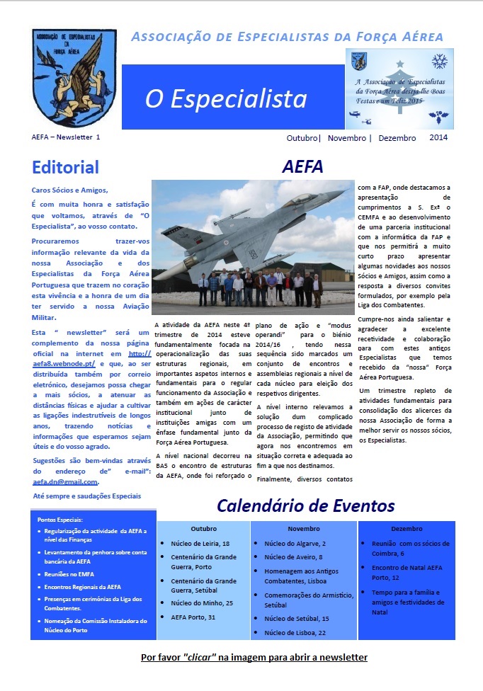 Newsletter "O Especialista" de Dezembro 2014